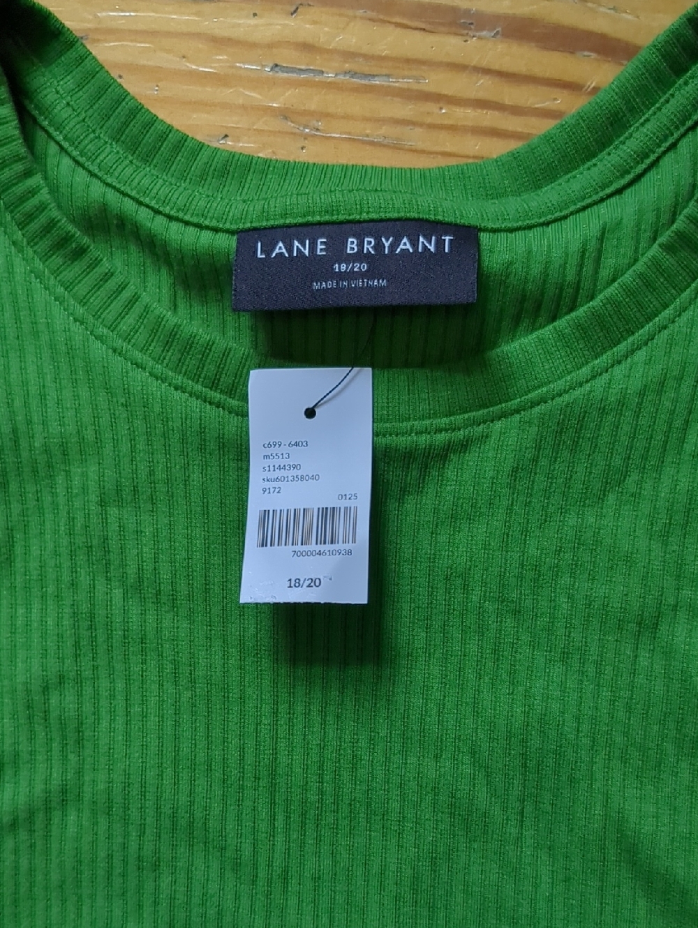 Lane Bryant Green Ribbed Crewneck Top, 18/20 - Picture 2 of 2